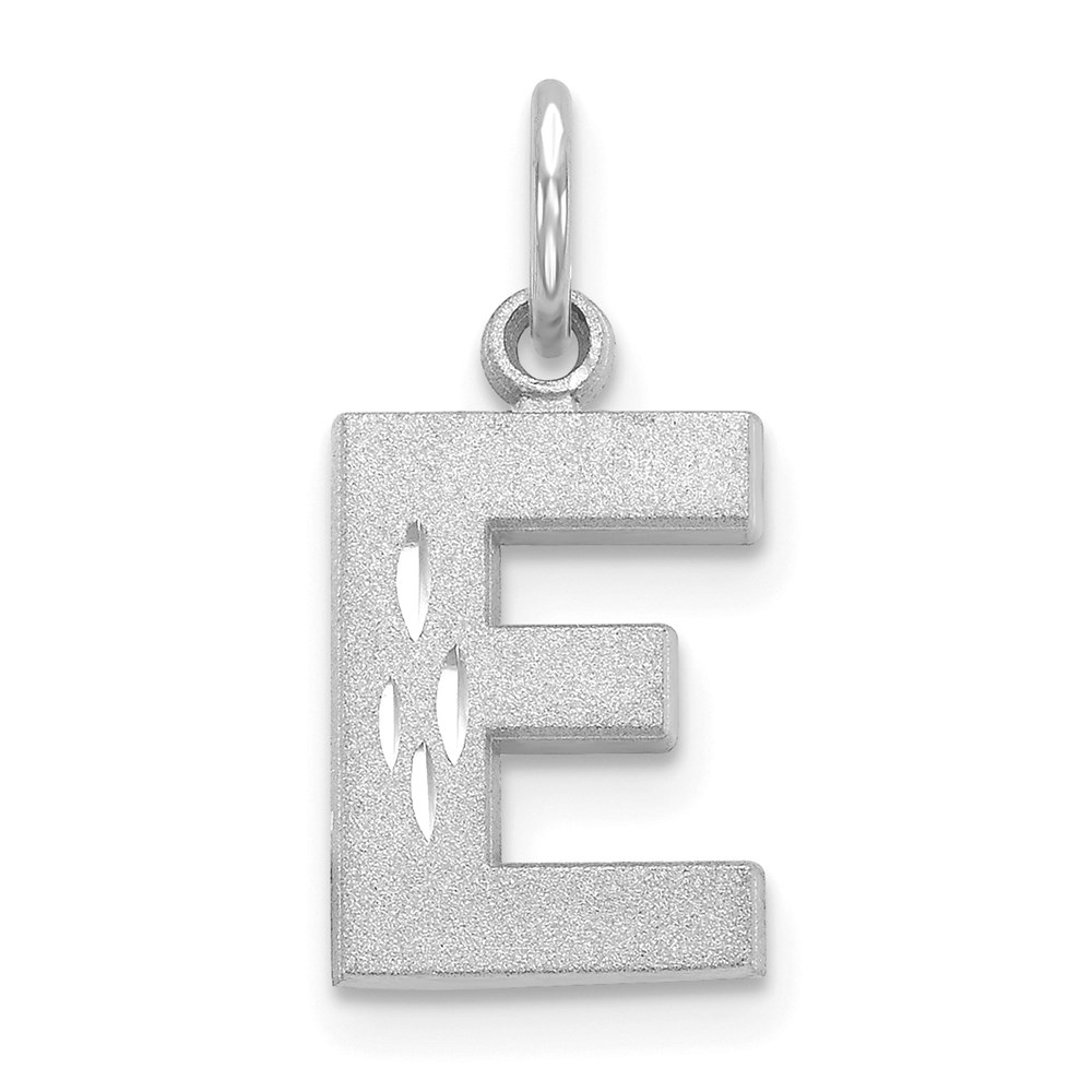 D1282E.jpg 14KW Satin Diamond-cut Letter E Initial Charm - Image 1