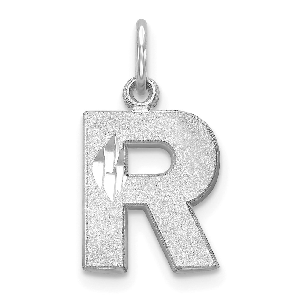 D1282R.jpg 14KW Satin Diamond-cut Letter R Initial Charm - Image 1