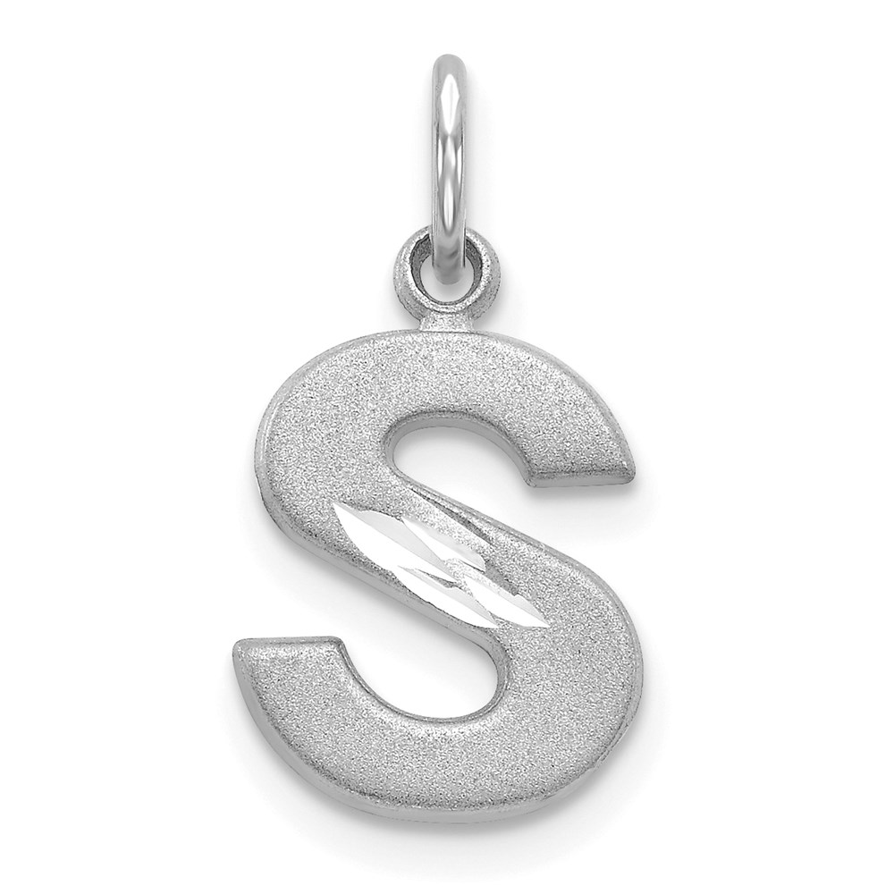 D1282S.jpg 14KW Satin Diamond-cut Letter S Initial Charm - Image 1