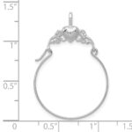 14K White Gold Polished Heart Charm Holder Pendant - Image 3