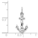 14K White Gold Solid Satin Diamond-Cut 3-D Anchor with Rope Charm - Image 4
