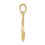14K Solid Polished 3-D Anchor with Rope Pendant