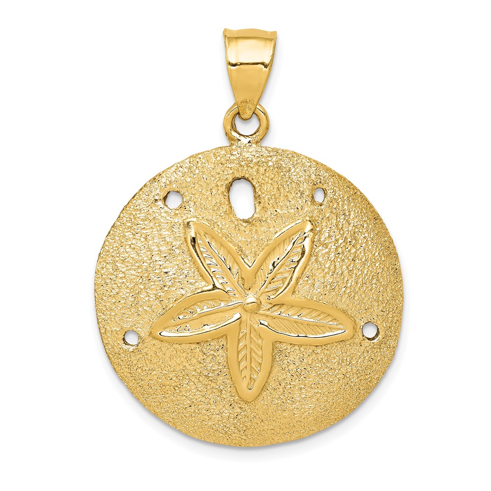 D1399.jpg 14k Solid Polished Laser-Cut Sand Dollar Pendant - Image 1