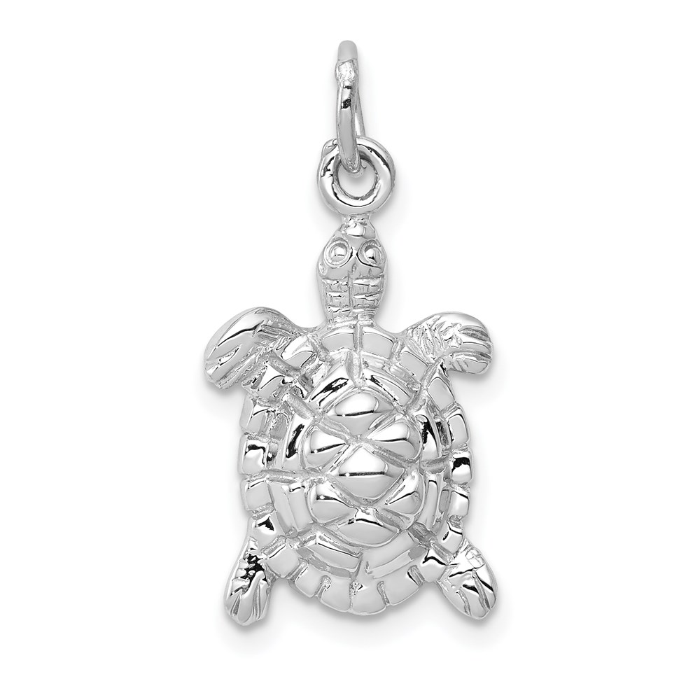D1405.jpg 14k White Gold Solid Polished Open-Backed Turtle Charm - Image 1