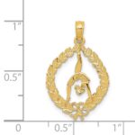 14k Solid Polished Framed Gymnast Pendant - Image 3