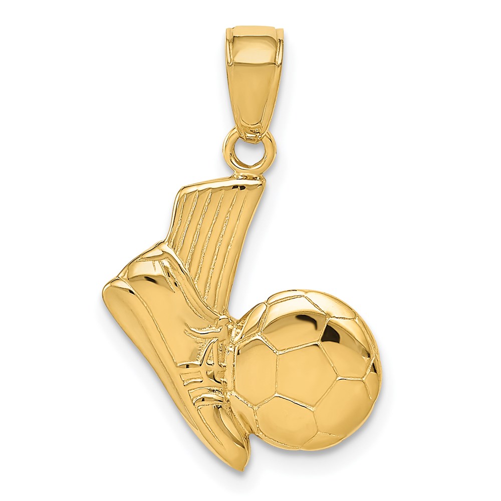 D1459.jpg 14K Solid Open-Backed Soccer Shoe and Ball Pendant - Image 1