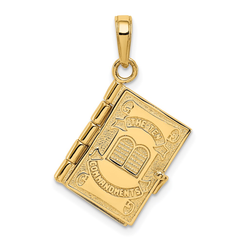 D1501.jpg 14K 3-D THE TEN COMMANDMENTS Book with Moveable Pages Pendant - Image 1