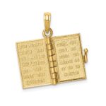 14K 3-D Bible with Lord's Prayer and Moveable Pages Pendant - Image 5
