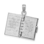 14K White Gold 3-D Bible with Lord's Prayer and Moveable Pages Pendant - Image 2