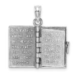 14K White Gold 3-D Bible with Lord's Prayer and Moveable Pages Pendant - Image 6