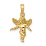 14k  3-D Polished Solid Angel Pendant