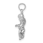 14k  3-D White Gold Polished Solid Angel Pendant - Image 2