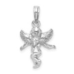 14k  3-D White Gold Polished Solid Angel Pendant - Image 3