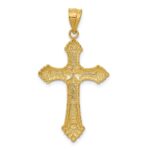 14k Polished Fleur de Lis Cross Pendant - Image 4