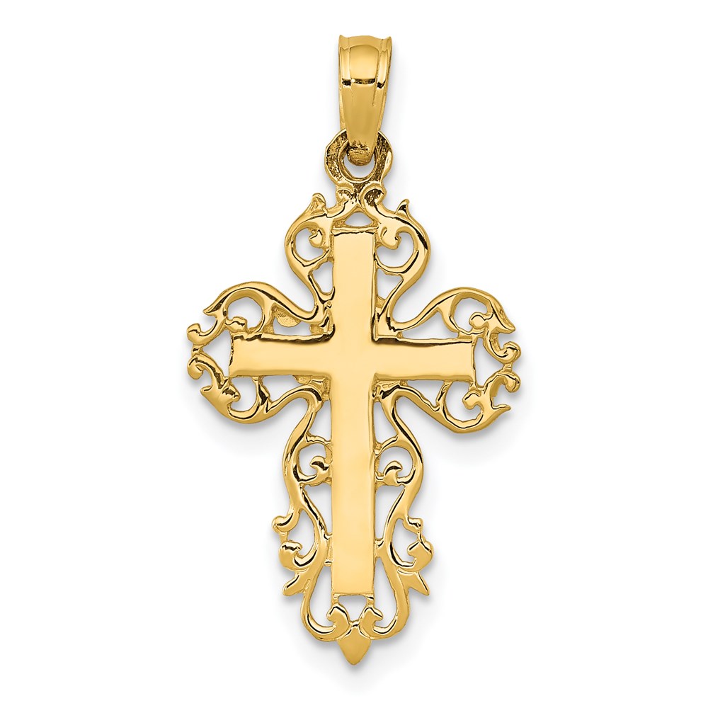 D1533.jpg 14k Polished Filigree Cross Charm - Image 1