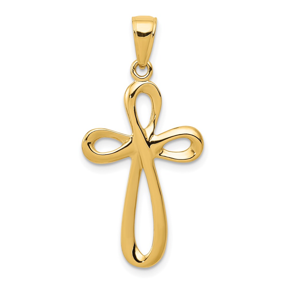 D1621.jpg 14k Polished Ribbon Cross Pendant - Image 1