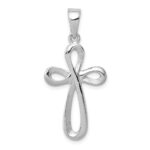 14k White Gold Polished Ribbon Cross Pendant