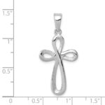14k White Gold Polished Ribbon Cross Pendant - Image 4