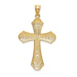 14k and White Rhodium Filigree Cross Pendant - Image 4