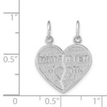 14k White Gold DAUGHTER-MOM 2-Piece Break-apart Heart Charm - Image 4