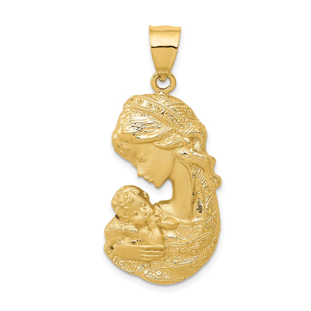 D277.jpg 14k Solid Satin and Polished Mother Holding Child Charm - Image 1