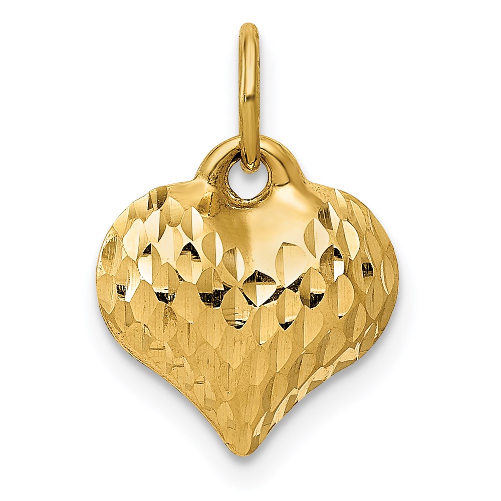 D2887.jpg 14K Polished and Textured 3-D Puffed Heart Pendant - Image 1