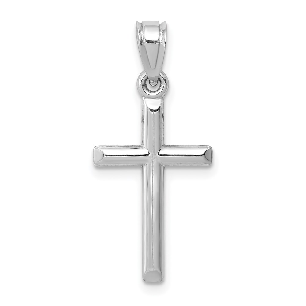 D3163.jpg 14k White Gold Hollow Cross Pendant - Image 1