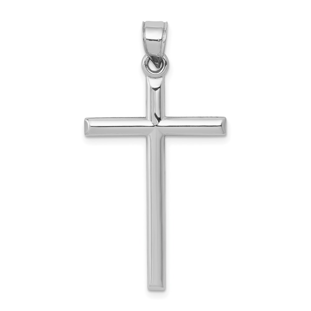 D3168.jpg 14k White Gold Hollow Cross Pendant - Image 1