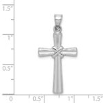 14k White Gold Hollow -X- Center Cross Pendant - Image 3