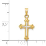 14k and White Rhodium Hollow Cross Charm - Image 3