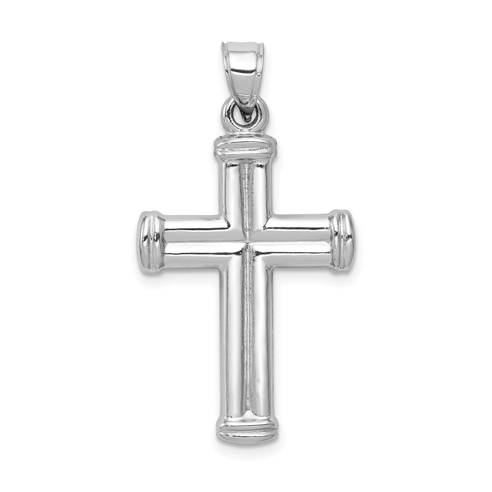 D3208.jpg 14k White Gold Hollow Cross Pendant - Image 1
