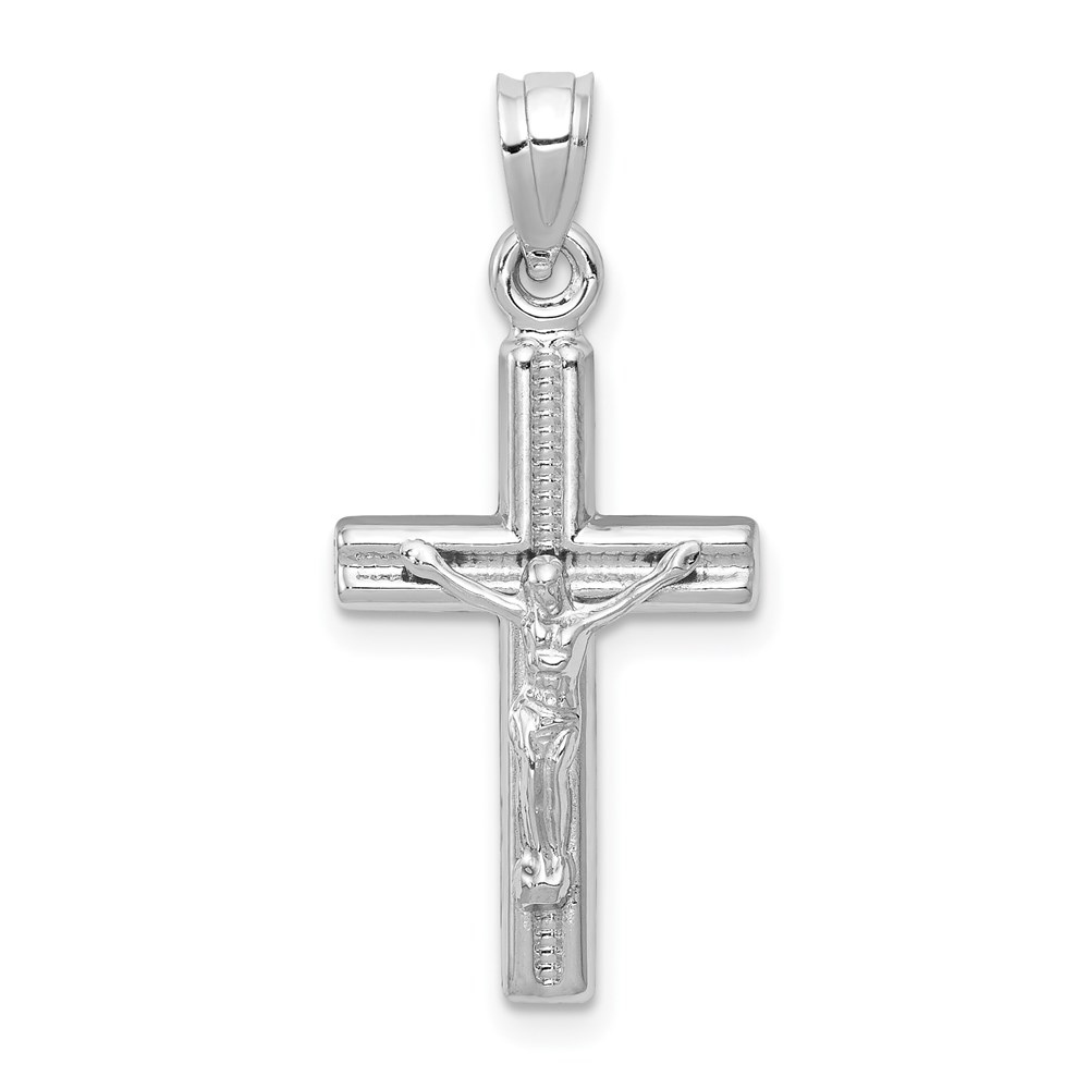 D3226.jpg 14K White Gold Hollow Crucifix Reversible to Cross Pendant - Image 1