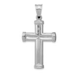 14K White Gold Hollow Crucifix Reversible to Cross Pendant - Image 4