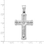 14K White Gold Hollow Crucifix Reversible to Cross Pendant - Image 3