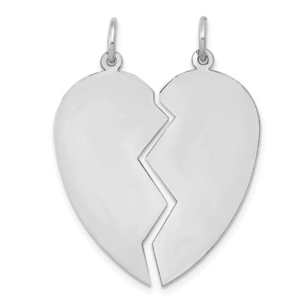 14K White Gold 2-piece Engravable 24mm Heart Charm Set