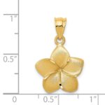 14k Satin Diamond-cut Plumeria Floral Charm Pendant - Image 3
