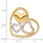 14K Yellow and Rose Gold with White Rhodium Triple Heart Chain Slide - Image 3