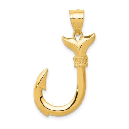 14K 3-D Whale Tail Hook Pendant