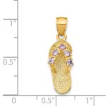 14k 3-D February/Purple CZ Birthstone Flip Flop Pendant - Image 3
