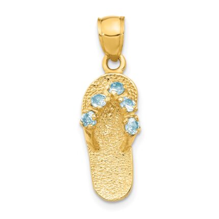 14k 3-D March/Blue CZ Birthstone Flip Flop Pendant