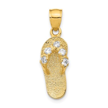 14k 3-D April/White CZ Birthstone Flip Flop Pendant