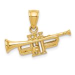 14K 3-D Trumpet Pendant