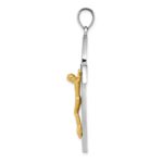 14k Two-tone Crucifix with Flower Center Pendant - Image 2