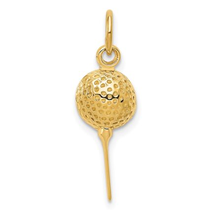 14k Domed Golf Ball on Tee Charm