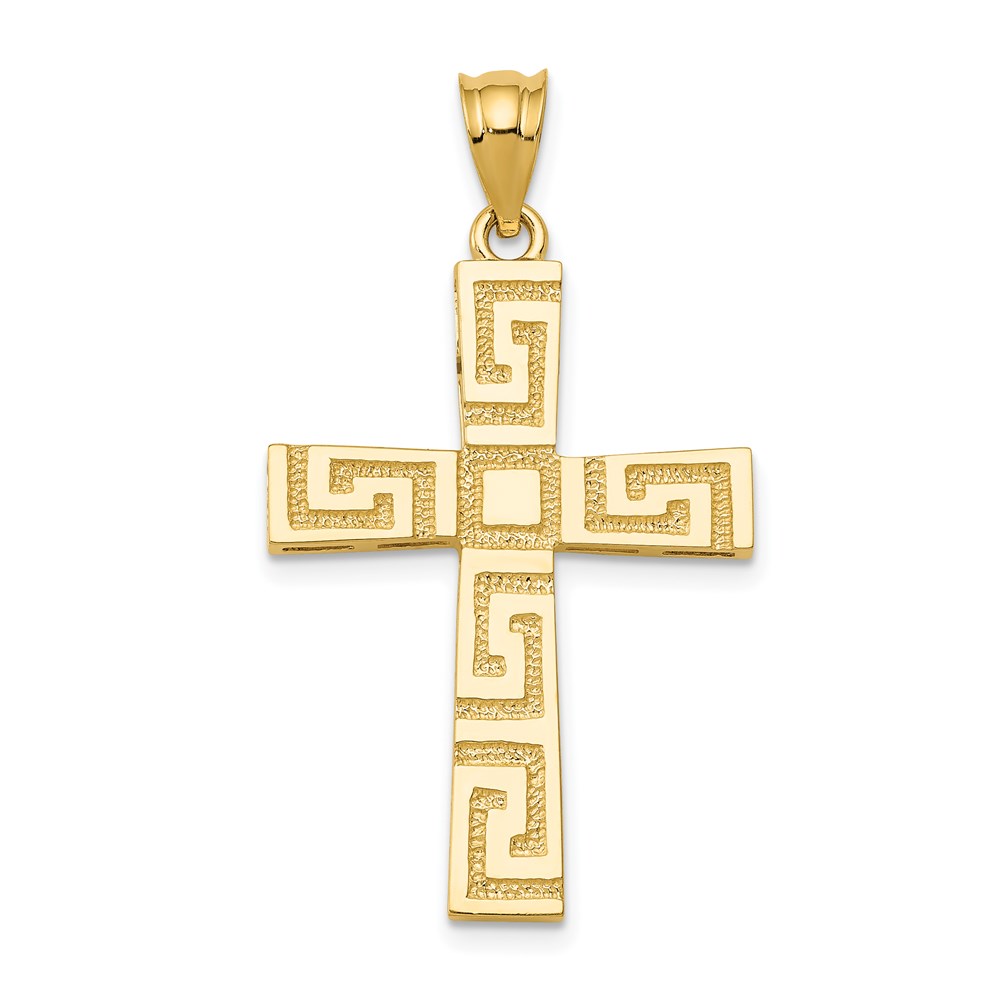 D3496.jpg 14K Greek Key Cross Pendant - Image 1