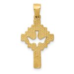 14k Satin Diamond-cut Dove Cross Charm - Image 4
