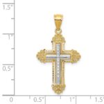 14k Two-tone Fleur De Lis Cross Pendant - Image 3