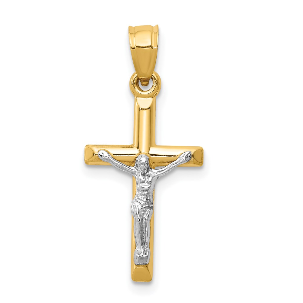 D3594.jpg 14k Two-tone Hollow Crucifix Charm - Image 1
