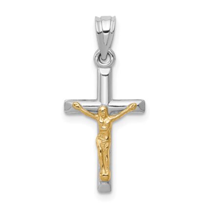 14k Two-tone Hollow Crucifix Charm