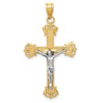 14K Two-tone Diamond-cut Crucifix Pendant